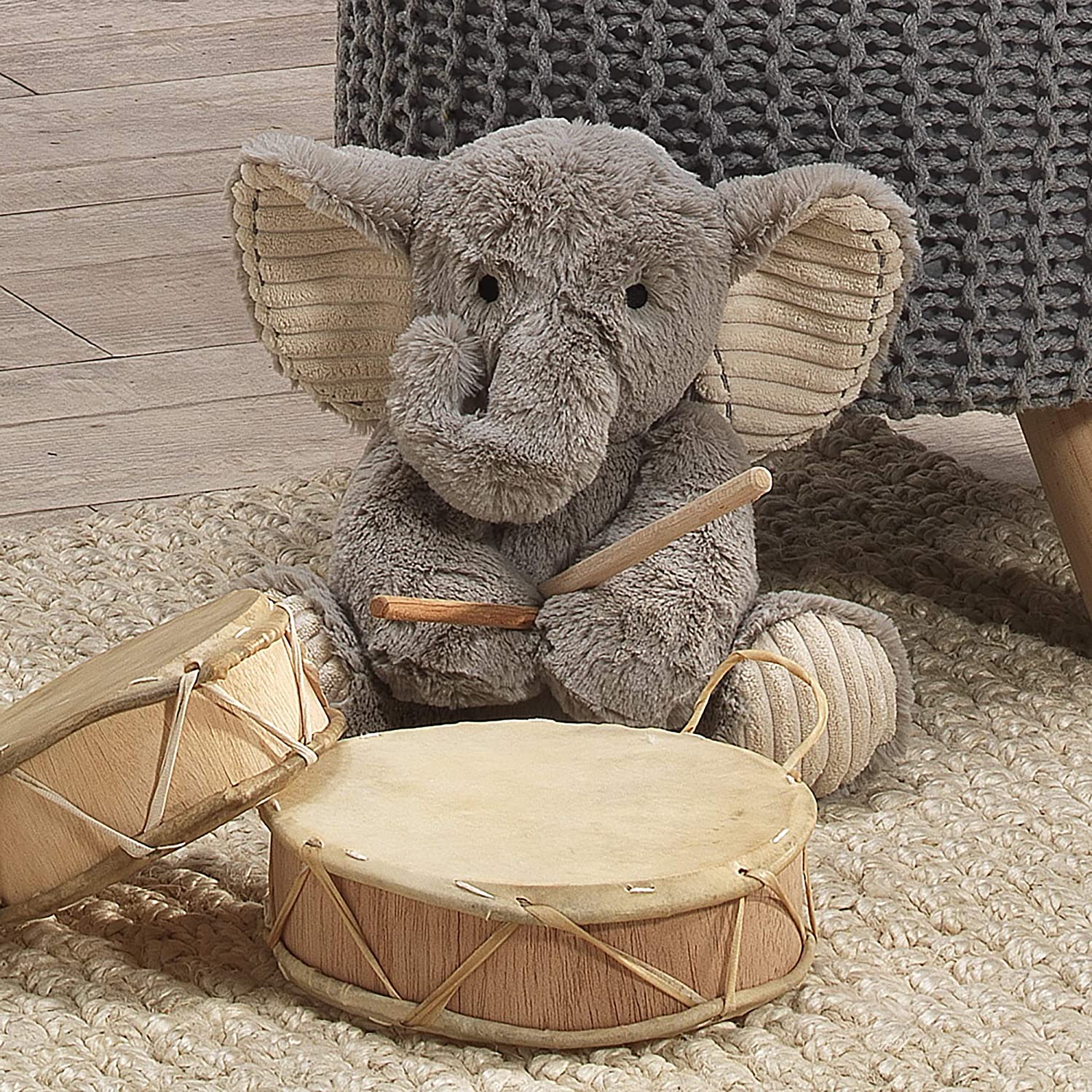 Lambs & Ivy Jungle Safari Gray Plush Elephant Stuffed Animal Toy - Jett