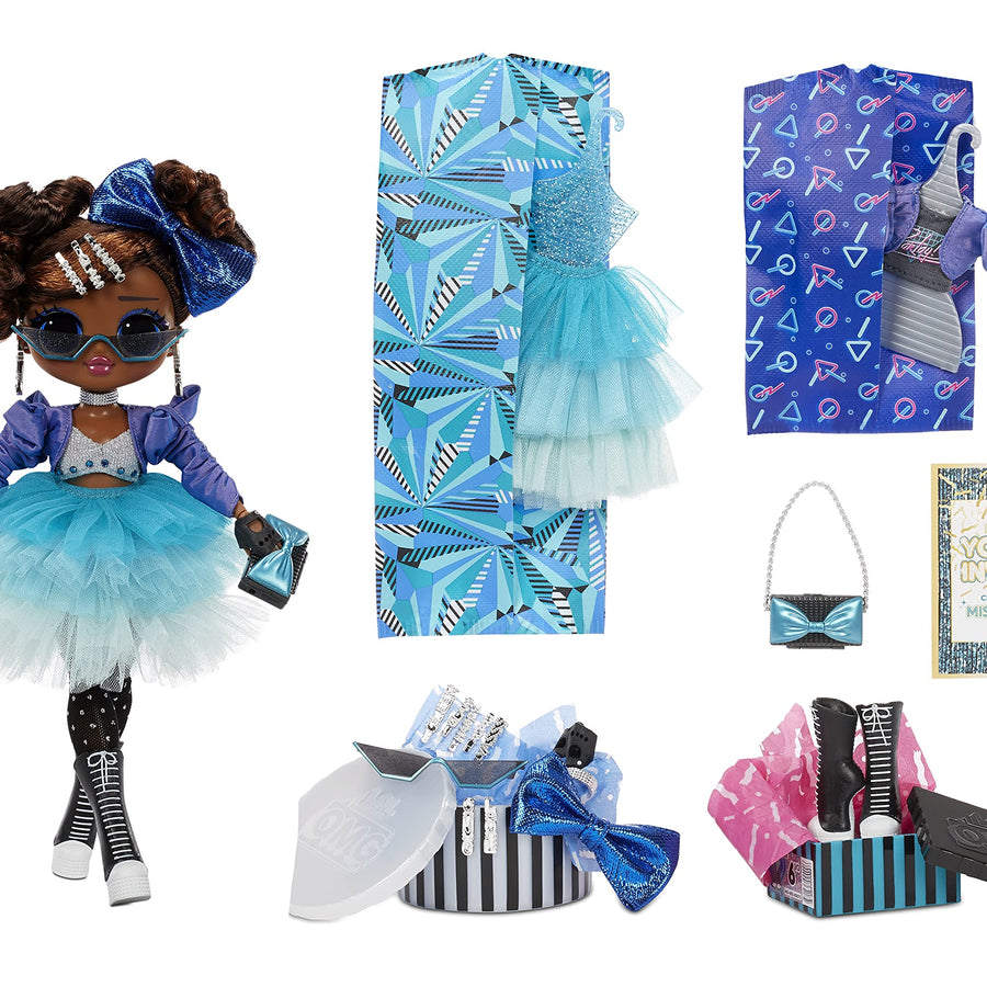 LOL Surprise OMG Present Surprise Fashion Doll Miss Glam with 20 Surprises, Birthday Inspired, 5 Fashion Looks, Accessories, Posable, Playset Gift for Kids, Toys for Girls Boys Ages 4 5 6 7+ Years Old