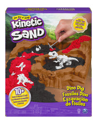 Kinetic Sand, Dino Dig Playset with 10 Hidden Dinosaur Bones to Discover, for Kids Aged 6 and up
