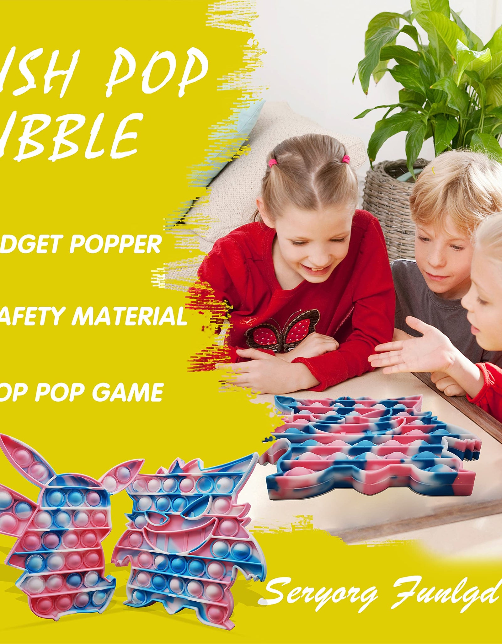 Tie Dye Push Pop Pop Fidget Sensory Toy, Popper Fidget Toy That Suitable for ADHD and Early Educational Toddler Baby, Mega Pop Fidgets for Girls and Kids (PKQ-Yellow)