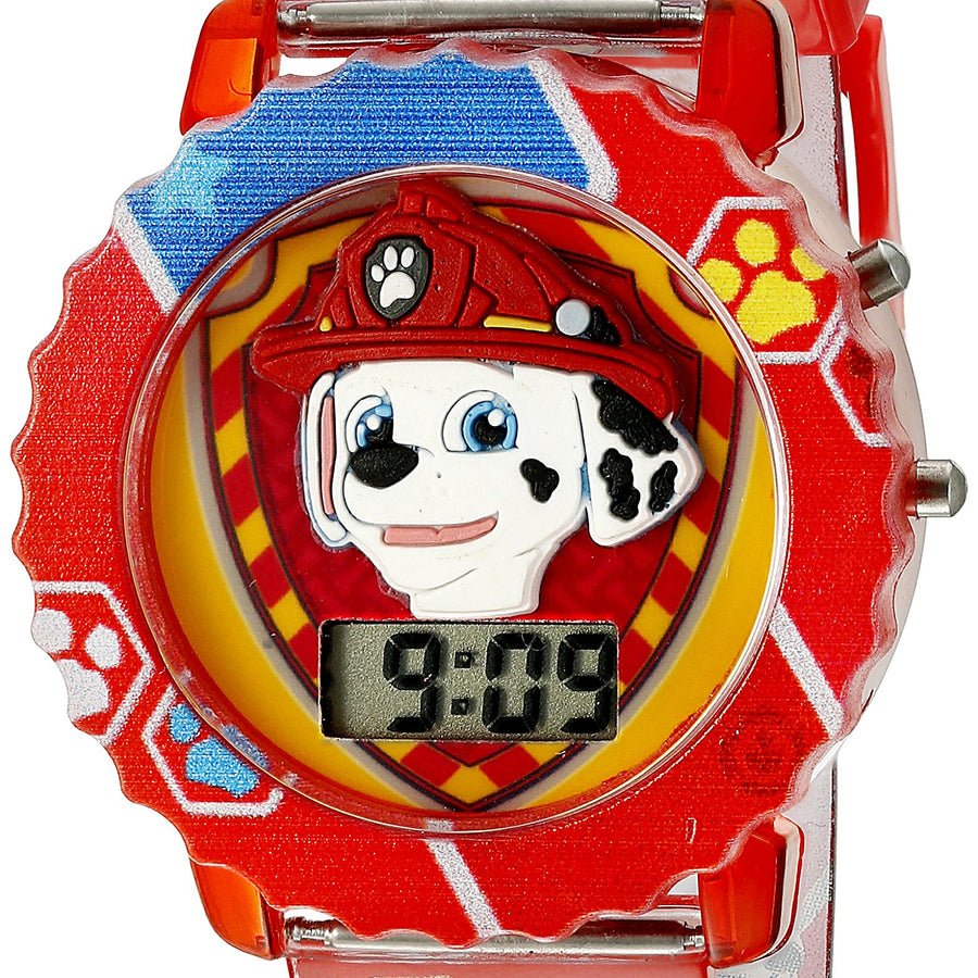 Paw Patrol Kids' Digital Watch with Red Case, Comfortable Red Strap, Easy to Buckle - Official 3D Paw Patrol Character on the Dial, Safe for Children - Model: PAW4016
