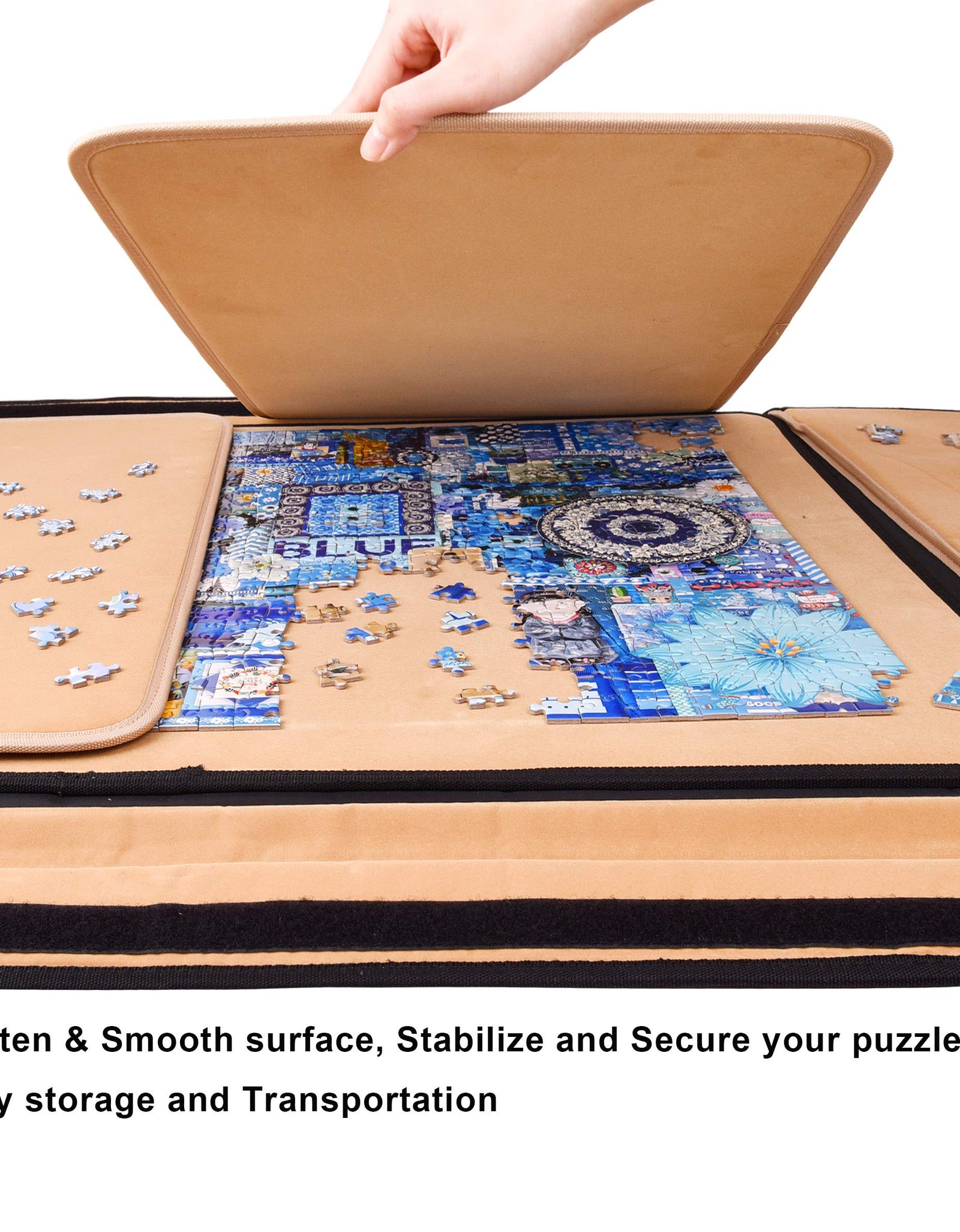 1000 Pieces Jigsaw Puzzle Board Portable, Stowaway Puzzles Board Caddy, Jigsaw Puzzle Case, Puzzle Accessories Puzzle Storage Case Saver, Non-Slip Surface