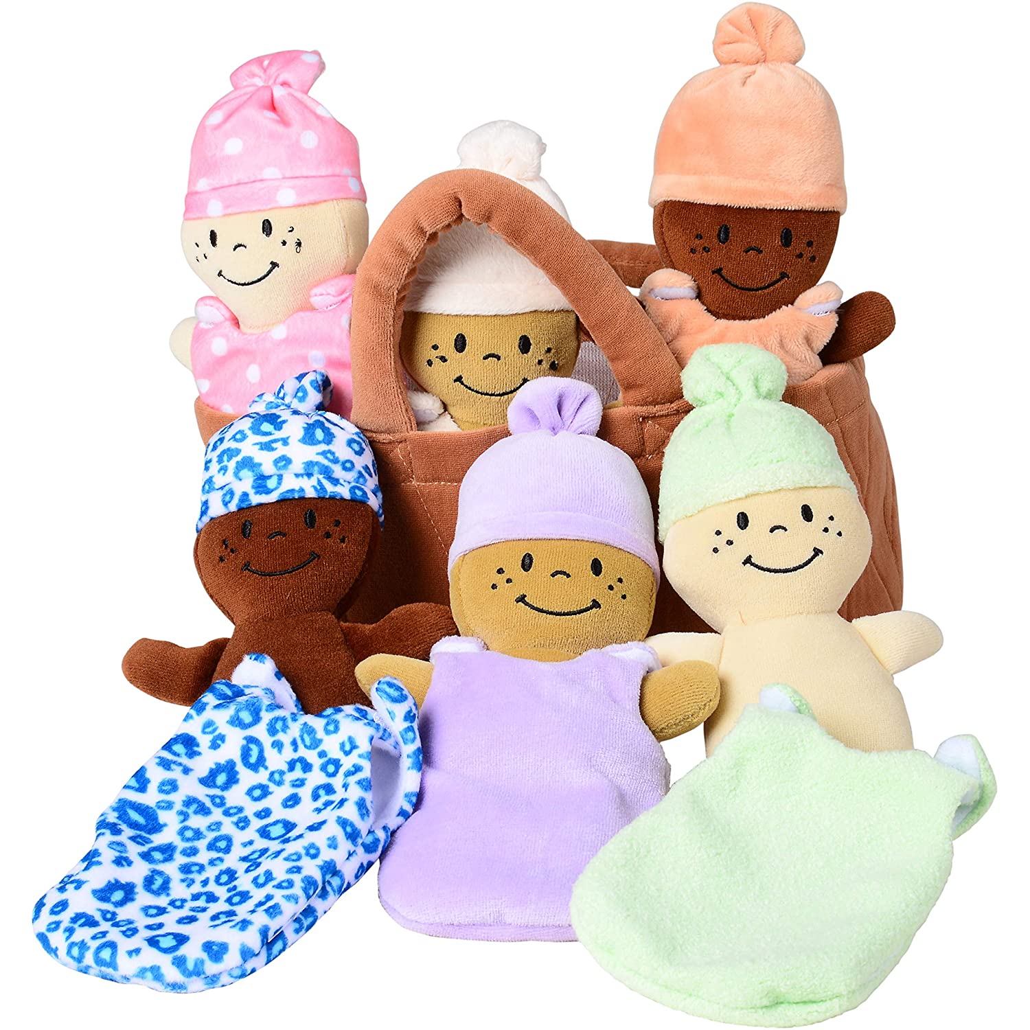 Basket of Babies Creative Minds Plush Dolls, Soft Baby Dolls Set, 6 Piece Set for All Ages