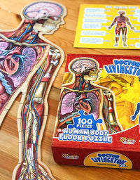 Human Body Kids 100 Piece Floor Puzzle - 4ft Tall | Dr Livingston's Unique Shaped Science Floor Jigsaw Puzzles, Accurate Medical Illustrations of The Body for Kids
