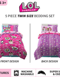 Franco Kids Bedding Super Soft Comforter and Sheet Set with Sham, 5 Piece Twin Size, LOL Surprise
