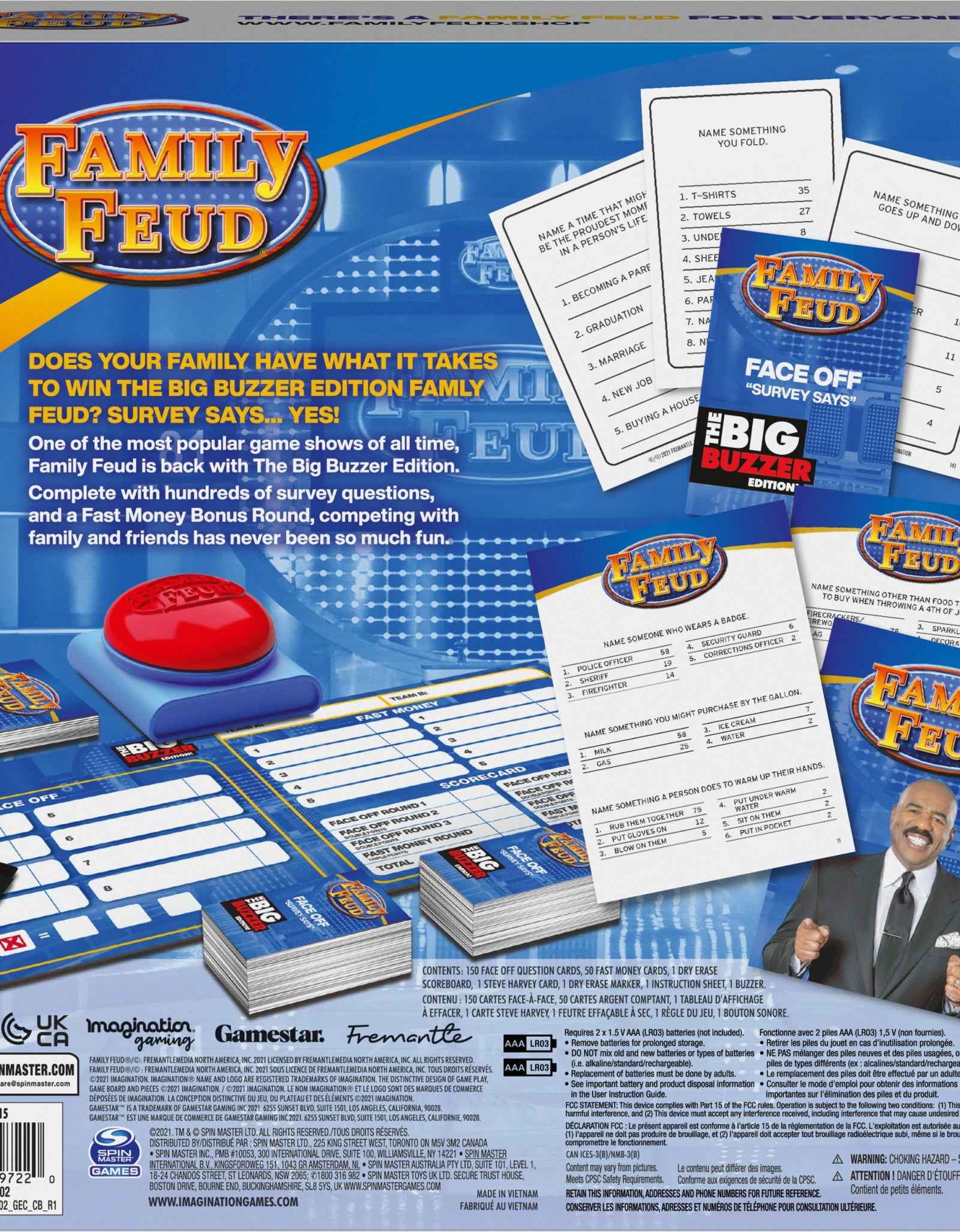 Family Feud Big Buzzer Game, Amazon Exclusive “Buzz in” with The Electronic Buzzer Board Game for Hilarious Family Fun, Ages 8 and up