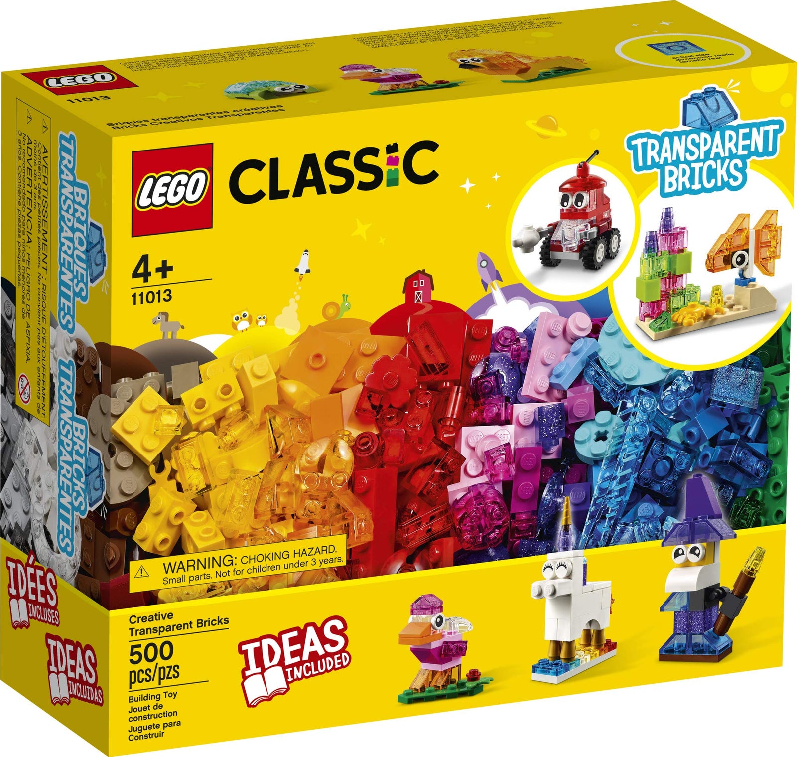 LEGO Classic Creative Transparent Bricks 11013 Building Kit with Transparent Bricks; Inspires Imaginative Play, New 2021 (500 Pieces)