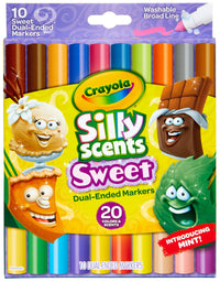Crayola Silly Scents Dual Ended Markers, Sweet Scented Markers, 10 Count, Gift for Kids, Age 3, 4, 5, 6, Multi
