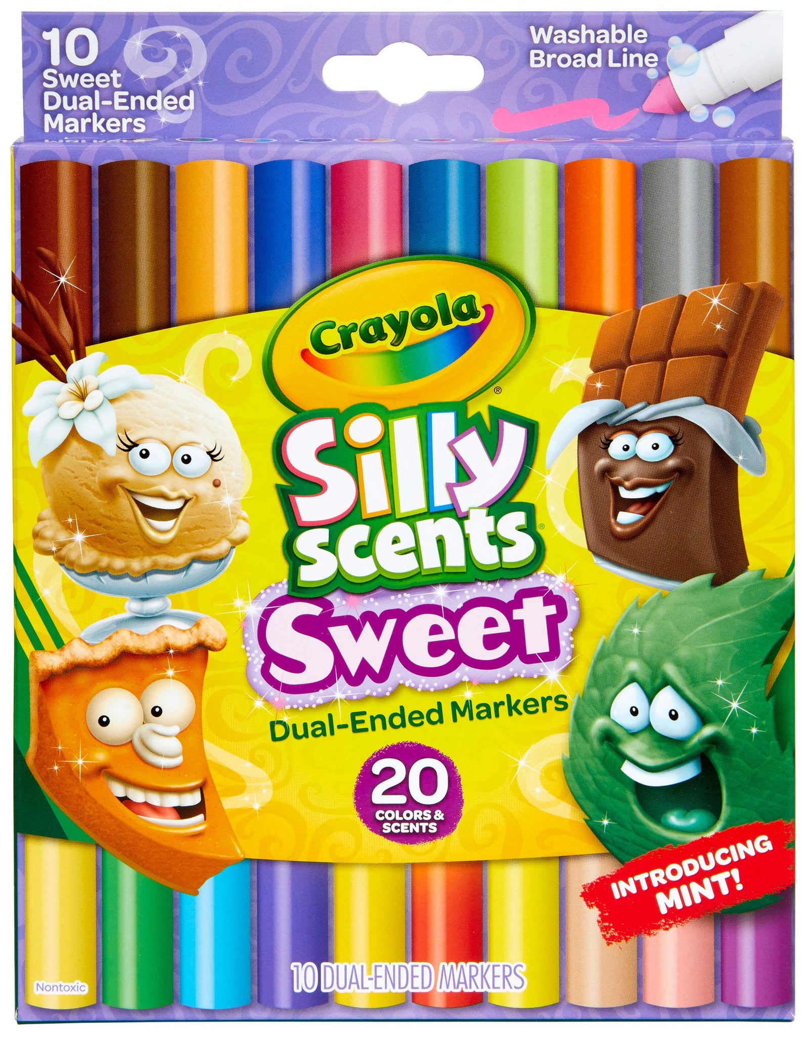 Crayola Silly Scents Dual Ended Markers, Sweet Scented Markers, 10 Count, Gift for Kids, Age 3, 4, 5, 6, Multi