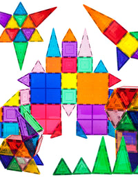 PicassoTiles 60 Piece Set 60pcs Magnet Building Tiles Clear Magnetic 3D Building Blocks Construction Playboards - Creativity beyond Imagination, Inspirational, Recreational, Educational, Conventional
