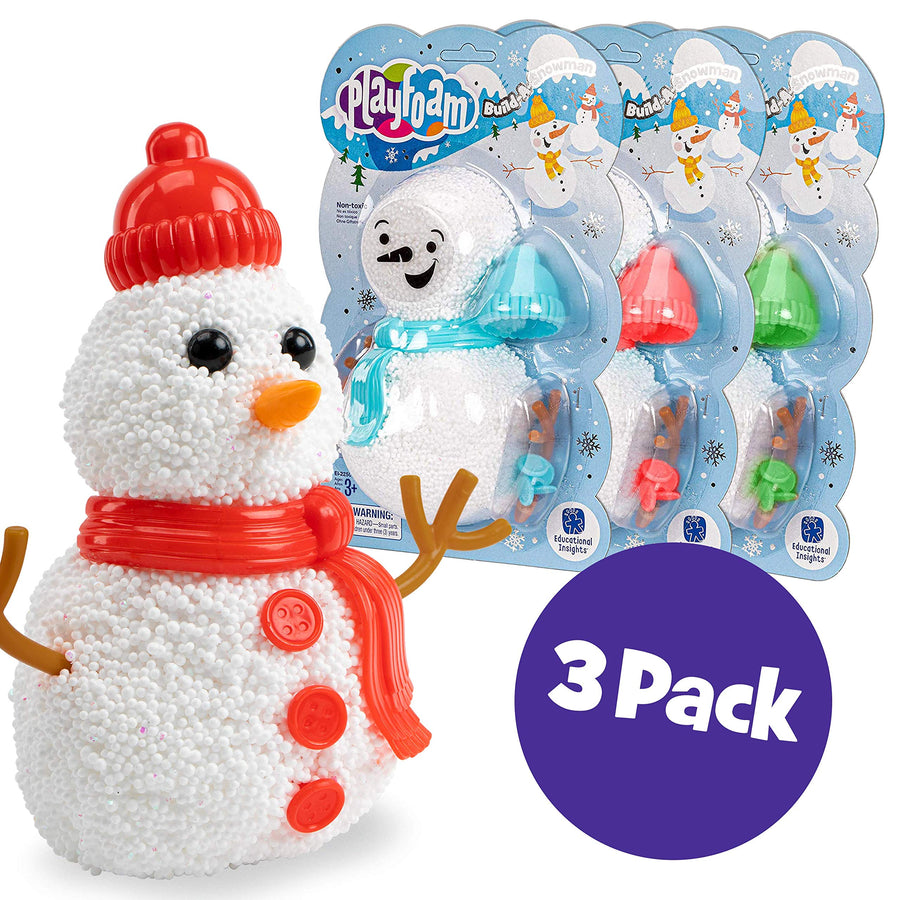 Educational Insights Playfoam Build-a-Snowman Toy, Set of 3, Fidget & Sensory Toy, Stocking Stuffer for Boys & Girls, Christmas Gift, Ages 3+, Amazon Exclusive