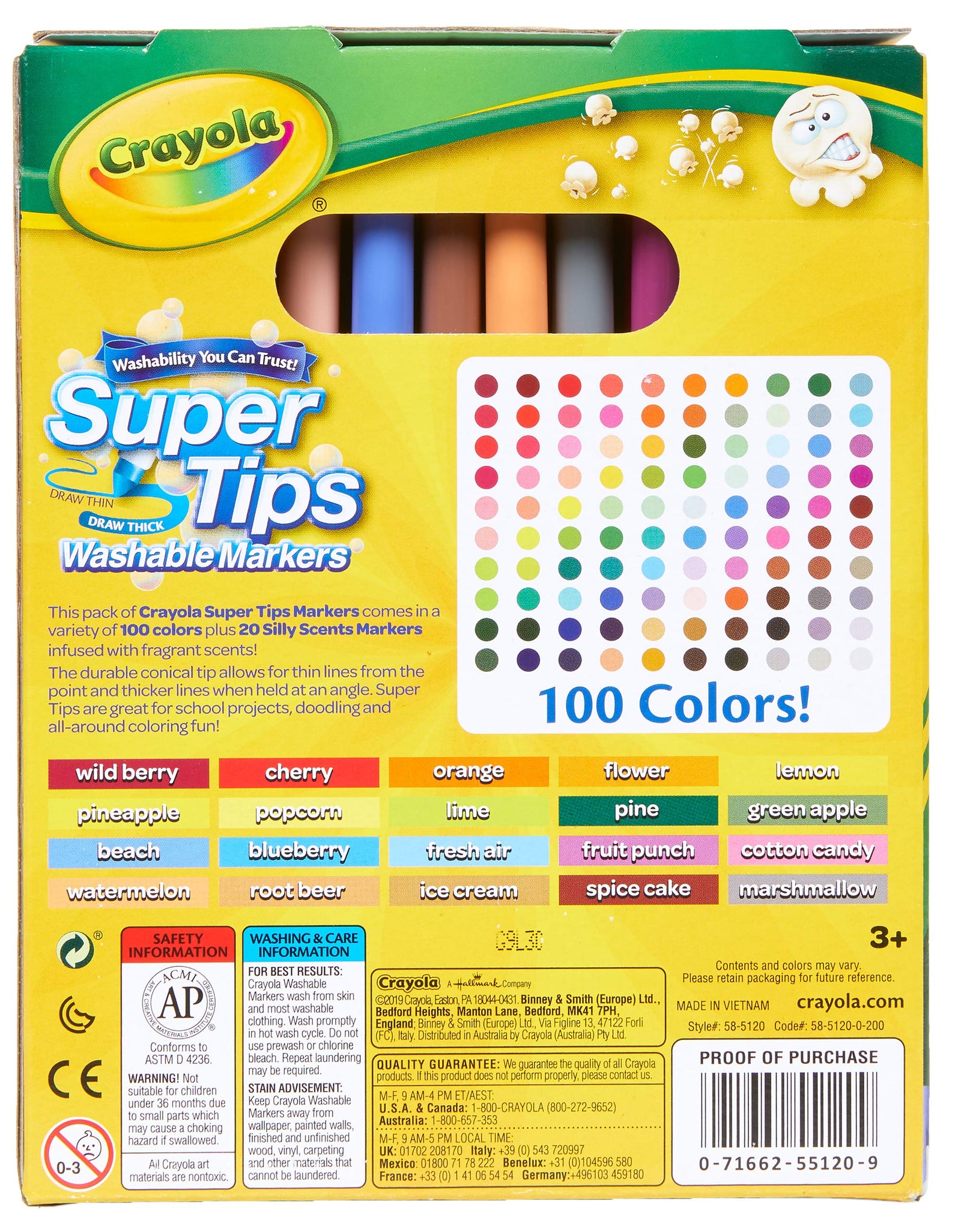 Crayola Super Tips Marker Set, Washable Markers, Assorted Colors, 120Ct