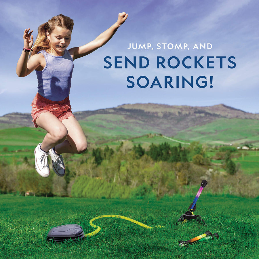 NATIONAL GEOGRAPHIC Air Rocket Toy – Ultimate LED Rocket Launcher for Kids, Stomp and Launch the Light Up, Air Powered, Foam Tipped Rockets up to 100 Feet