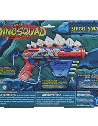 NERF DinoSquad Stegosmash Dart Blaster, 4-Dart Storage, Pull-Back Priming Handle, 5 Official Darts, Dinosaur Design, Stegosaurus Spikes
