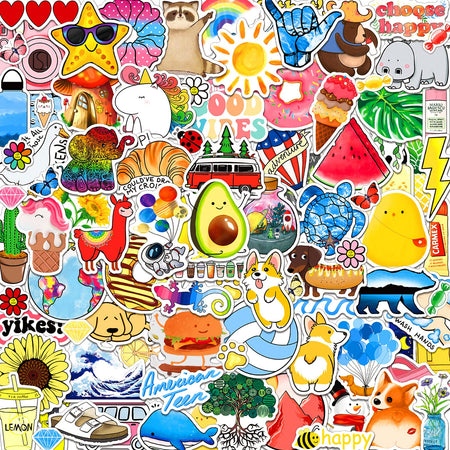 ANERZA 100 PCS Stickers Packs, Cute Vsco Aesthetic Vinyl Stickers for Hydroflask Water Bottles Laptop Skateboard, Waterproof Sticker for Kids Toddler, Christmas Stocking Stuffers Bulk, Teen Girl Gifts