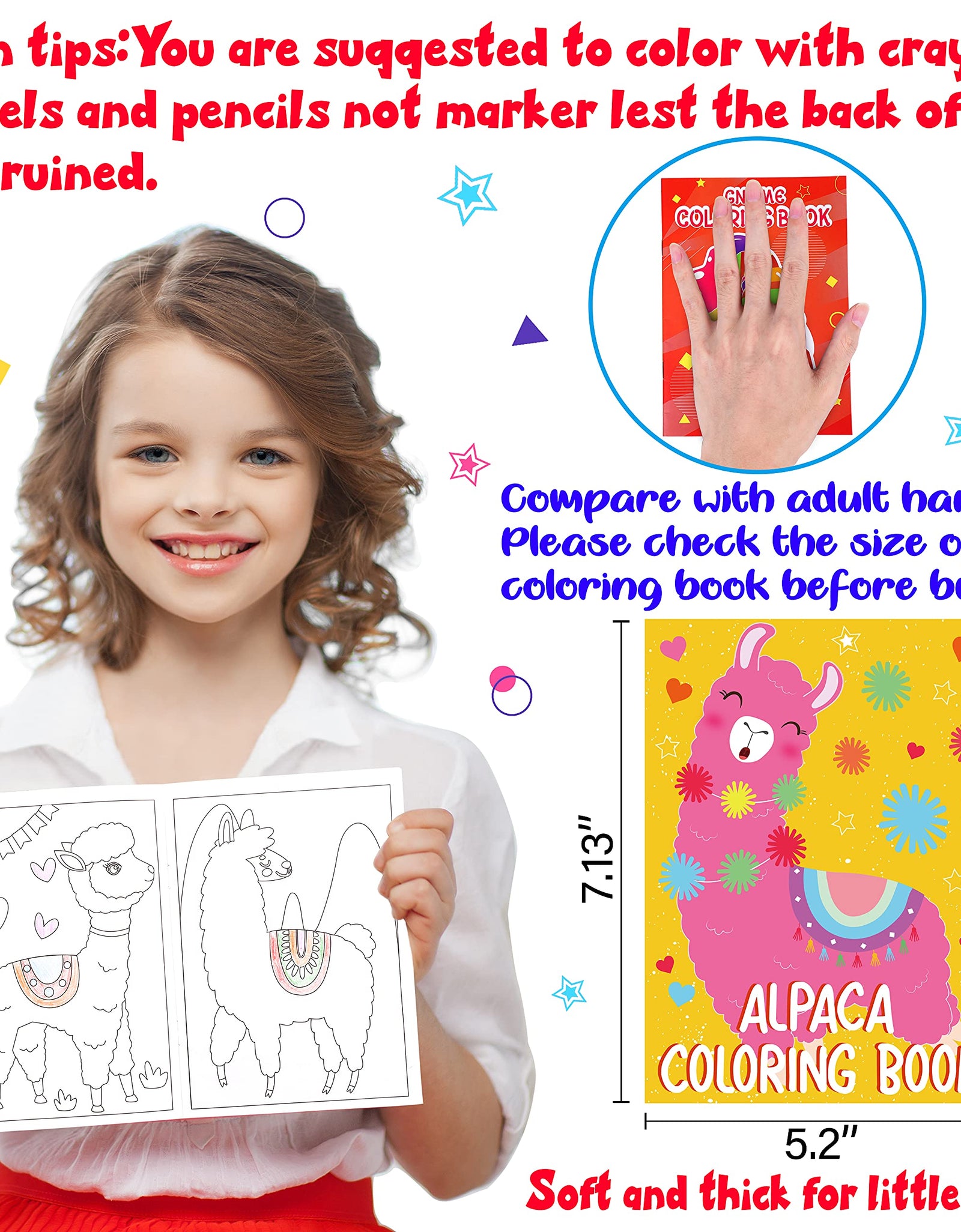 16PCS Coloring Books for Kids Ages 4-8 - Birthday Party Favors Gifts Goodie Bags Stuffer Fillers School Classroom Activity Includes Unicorn, Mermaid, Alpaca, Dinosaur, Fruits, Car,Gnome Design