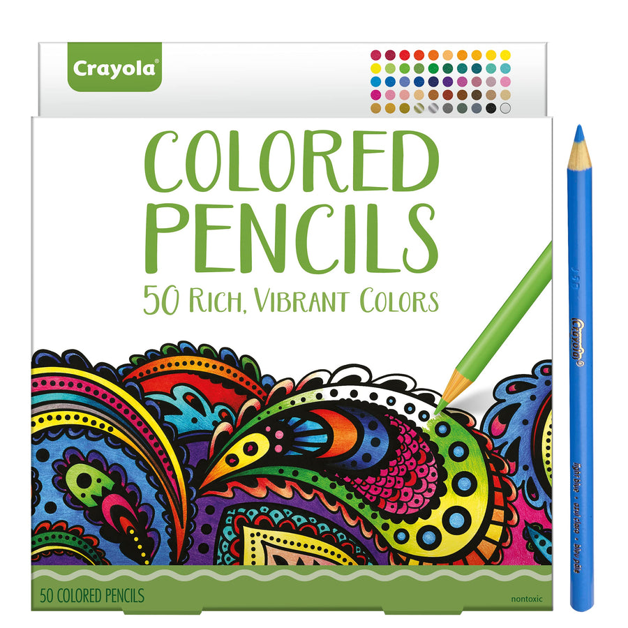 Crayola Colored Pencils, Adult Coloring, Fun At Home Activities, 50 Count, Multicolor