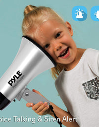 Pyle Megaphone Speaker PA Bullhorn - 20 Watts & Adjustable Vol Control w/ Built-in Siren & 800 Yard Range for Football, Baseball, Hockey, Cheerleading Fans & Coaches or for Safety Drills - PMP20
