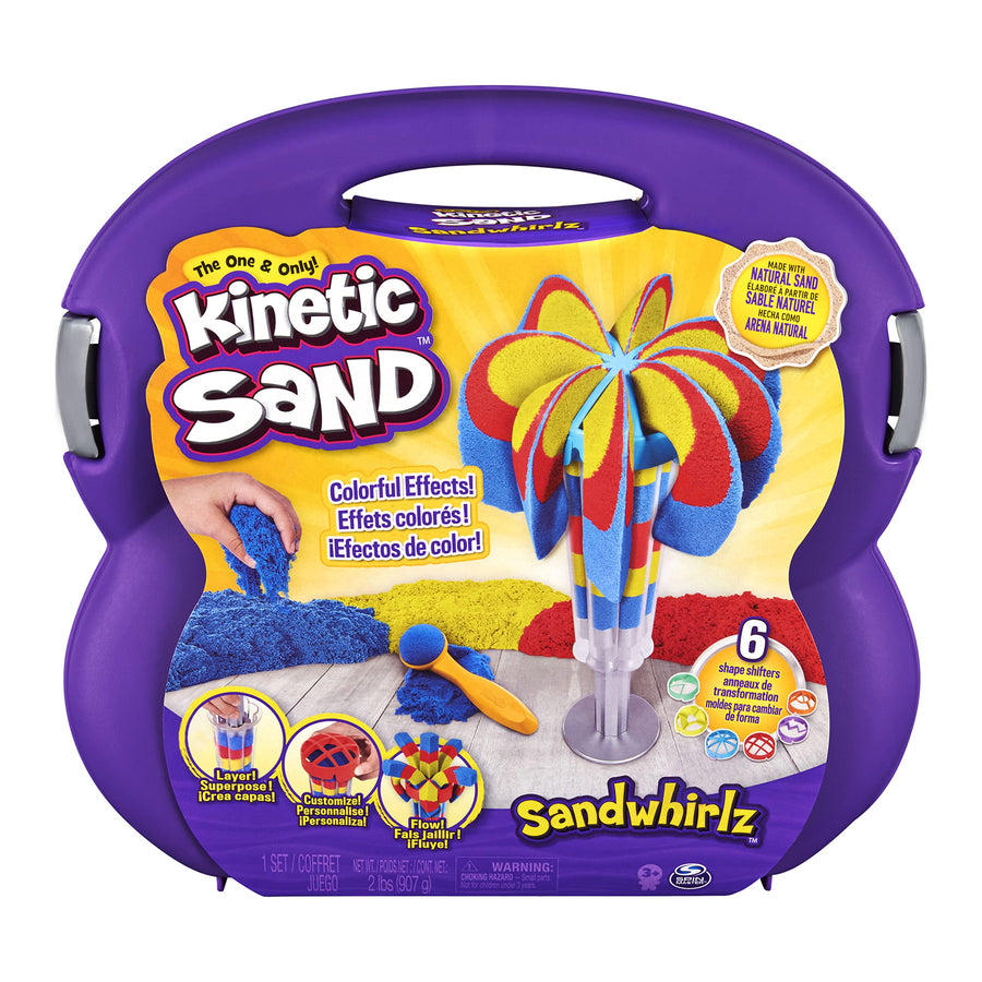 Kinetic Sand, Sandwhirlz Playset with 3 Colors of Kinetic Sand (2lbs) and Over 10 Tools, for Kids Aged 3 and up