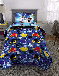 Franco Kids Bedding Super Soft Microfiber Comforter and Sheet Set, 4 Piece Twin Size, Sonic The Hedgehog
