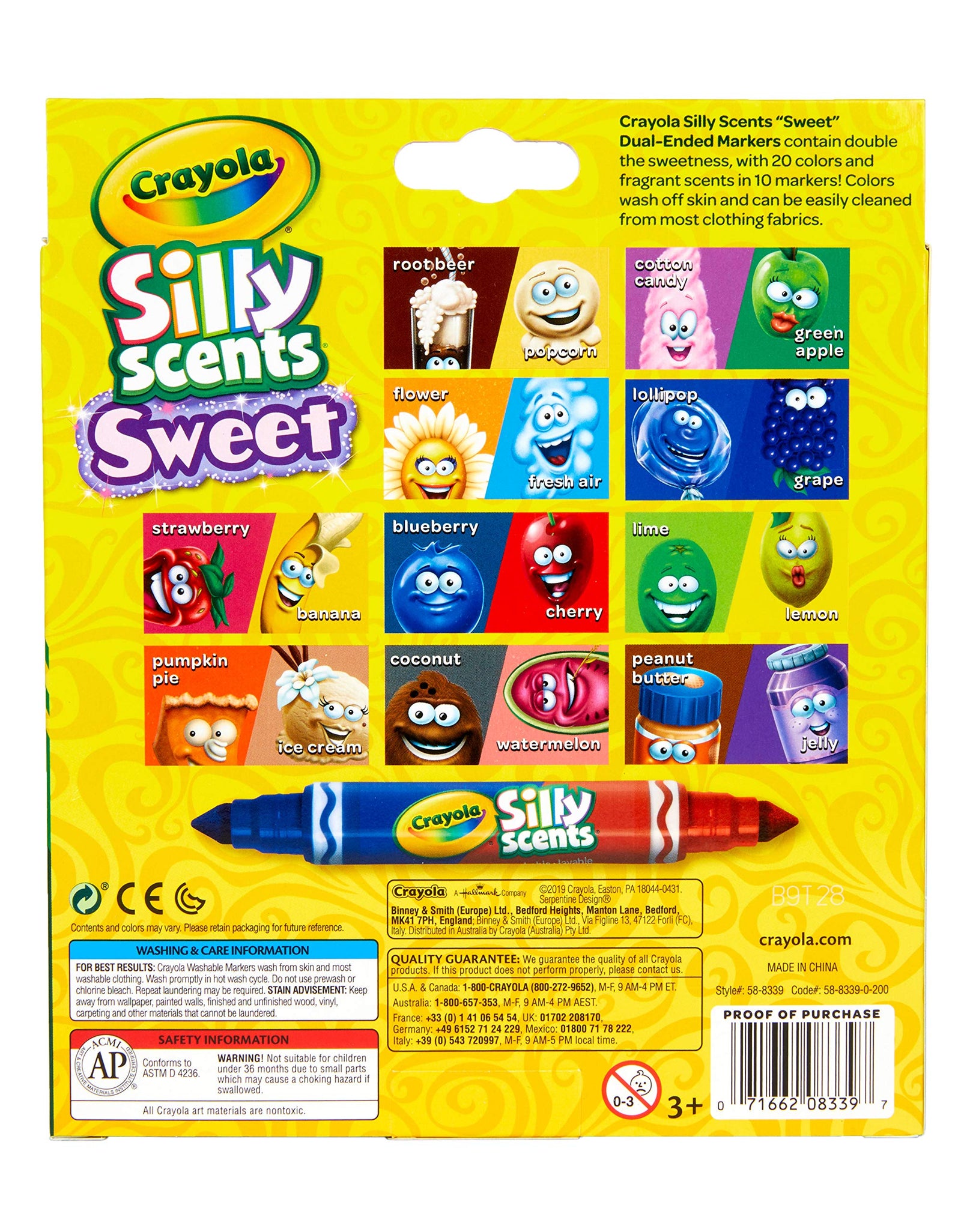 Crayola Silly Scents Dual Ended Markers, Sweet Scented Markers, 10 Count, Gift for Kids, Age 3, 4, 5, 6, Multi