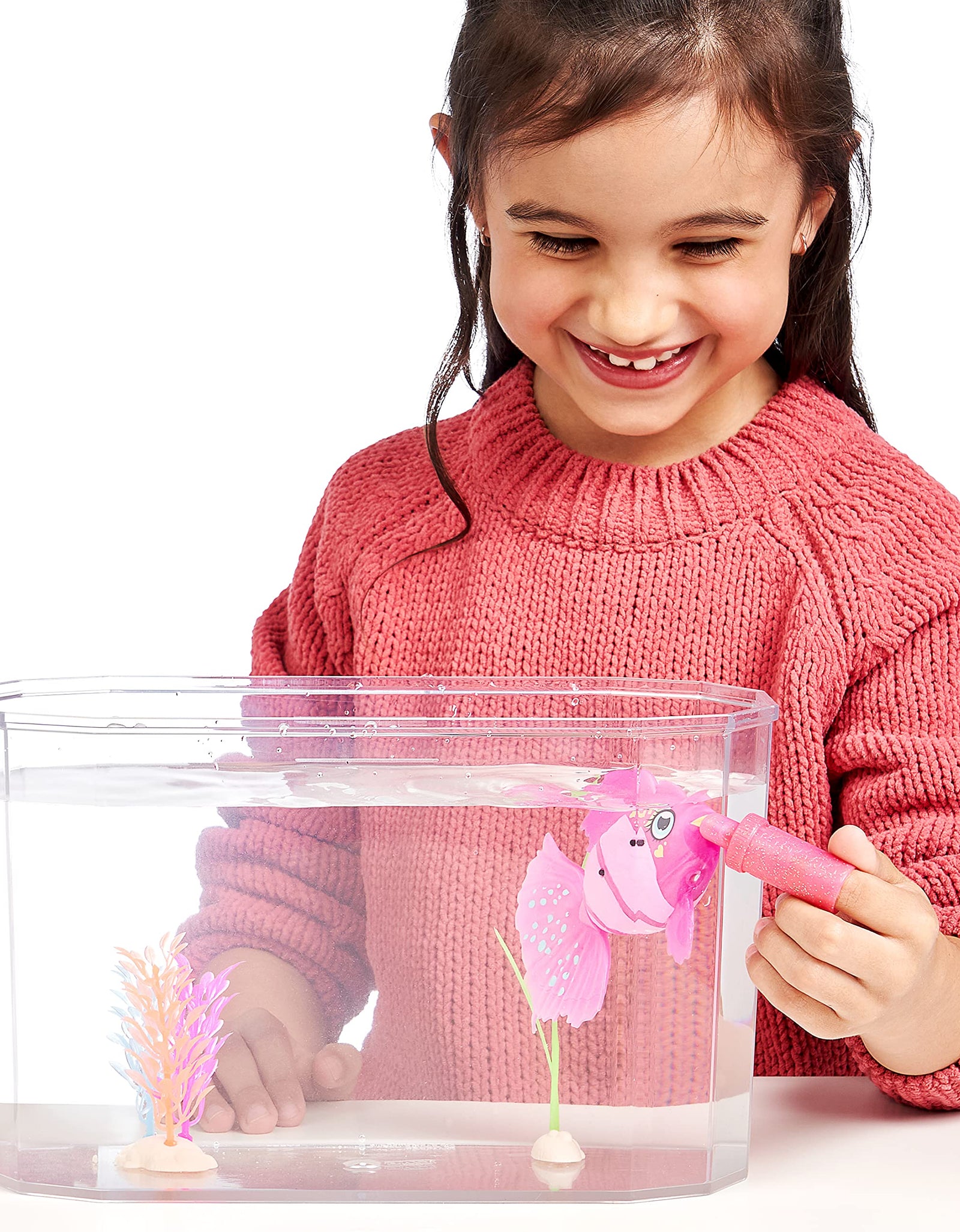 Little Live Pets - Lil' Dippers Fish Tank: Splasherina| Interactive Toy Fish & Tank , Magically Comes Alive in Water, Feed and Swims Like A Real Fish