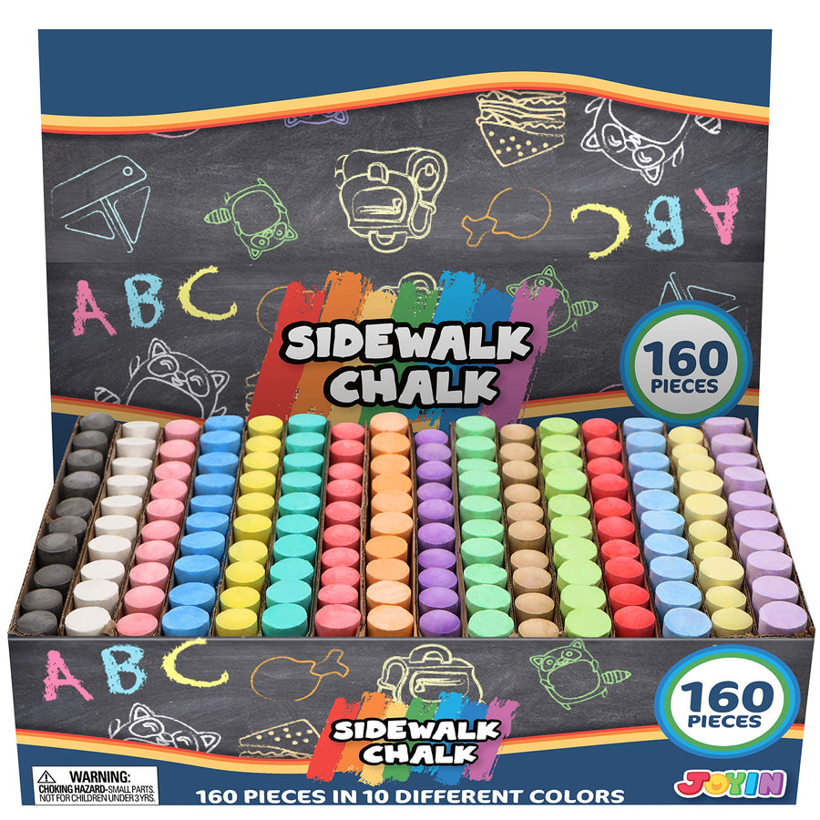 160 PCS Washable Sidewalk Chalks Set Non-Toxic Jumbo Chalk for Outdoor Art Play, Painting on Chalkboard, Blackboard and Playground