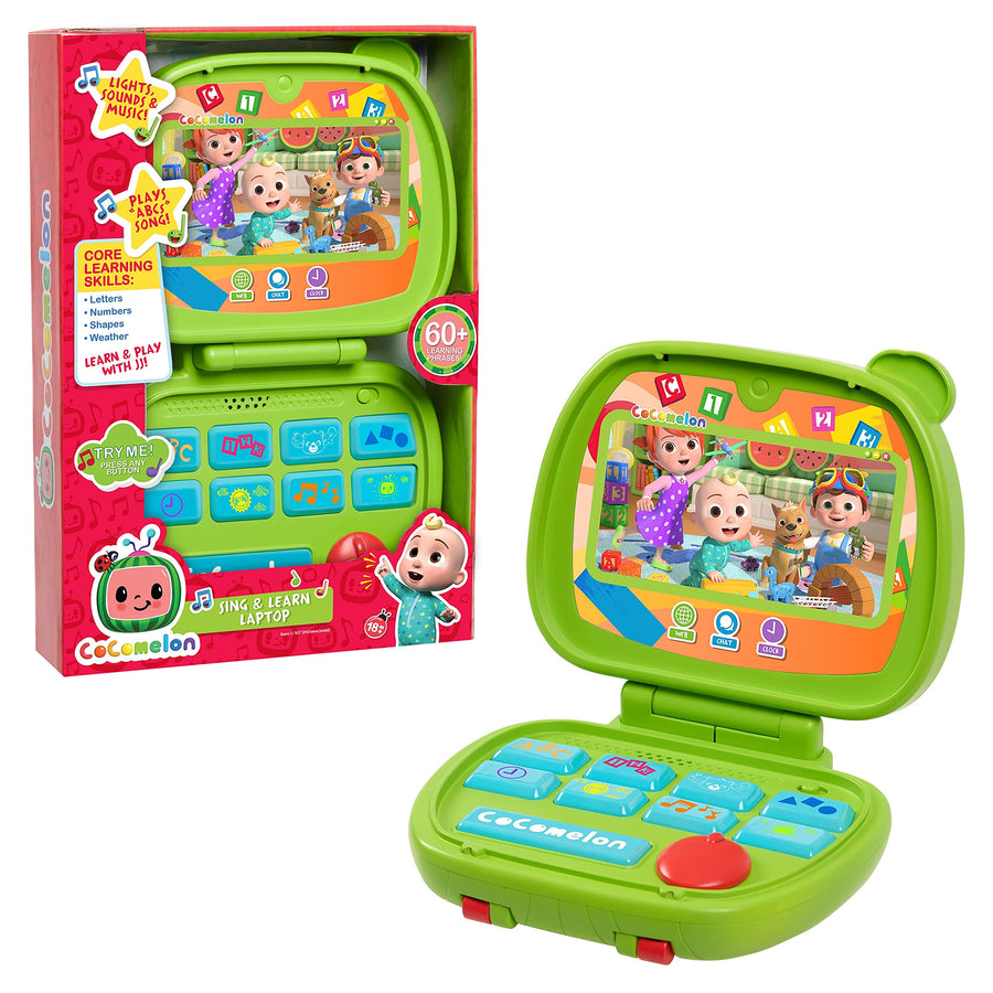 CoComelon Sing and Learn Laptop Toy for Kids, Lights, Sounds, and Music Encourages Letter, Number, Shape, and Animal Recognition, by Just Play