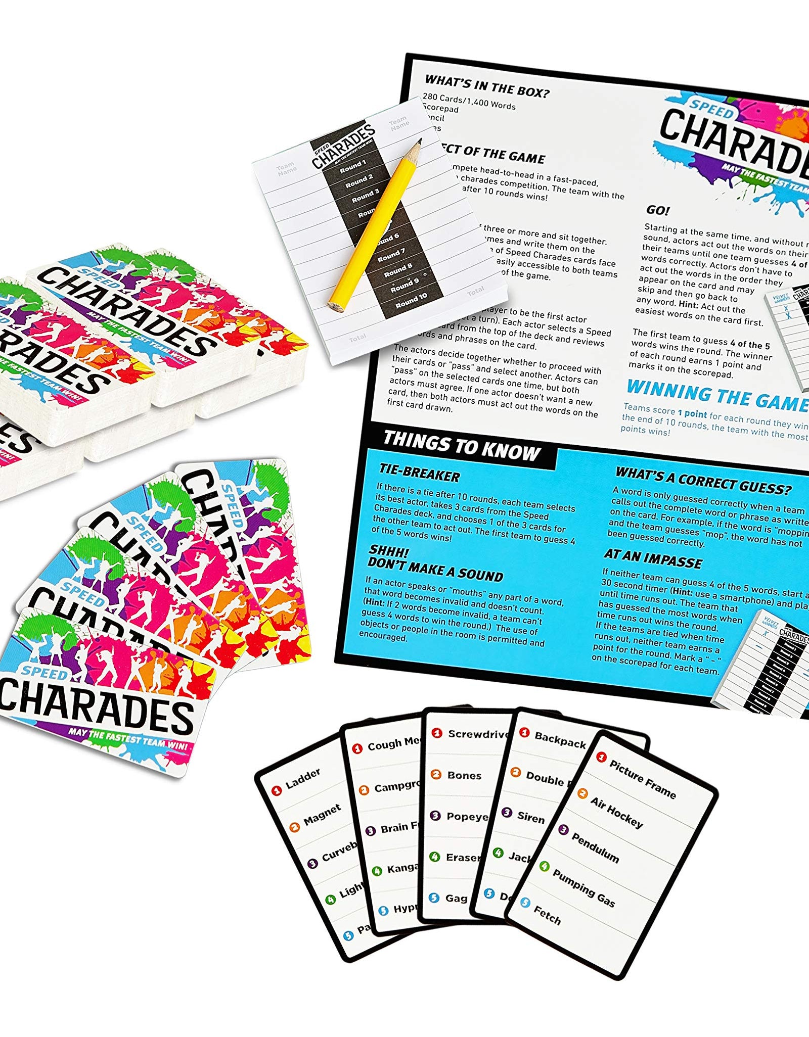 Charades Party Game – Speed Charades Board Game - Fast-Paced Party Game - Includes 1400 Charades - Perfect for Groups and Family Game Nights