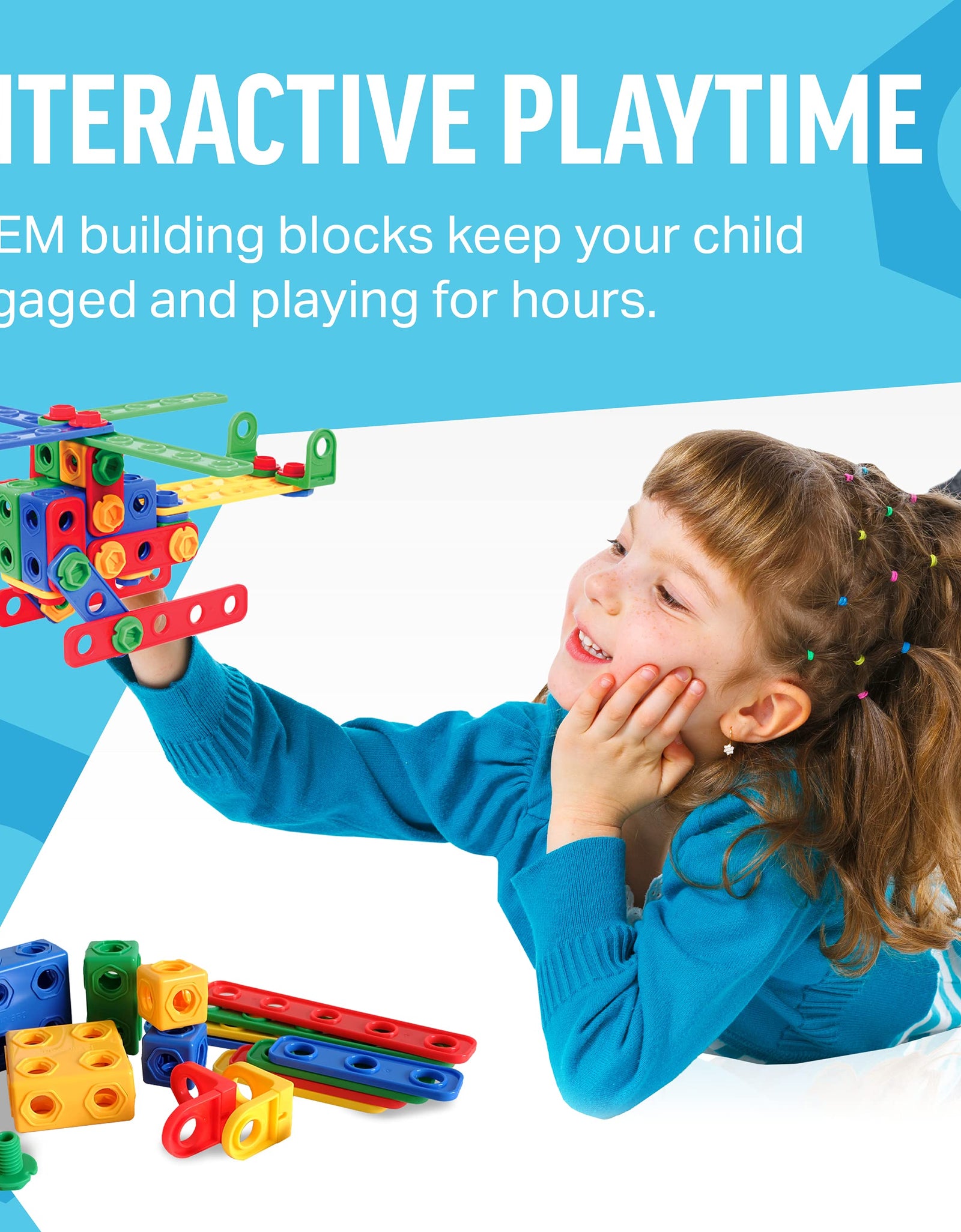 Brickyard Building Blocks STEM Toys & Activities - Educational Building Toys for Kids Ages 4-8 w/ 163 Pieces, Kid-Friendly Tools, Design Guide and Toy Storage Box