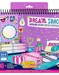 Fashion Angels Interior Design Sketch Portfolio 11510 Sketch Book for Beginners, Sketch Pad with Stencils and Stickers For Kids 6 and Up
