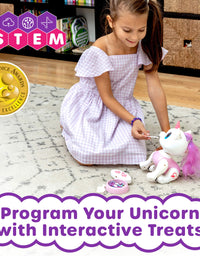 Power Your Fun Robo Pets Unicorn Toy for Girls and Boys - Remote Control Robot Toy with Interactive Hand Motion Gestures, STEM Toy Program Treats, Walking and Dancing Robot Unicorn Kids Toy (Pink)
