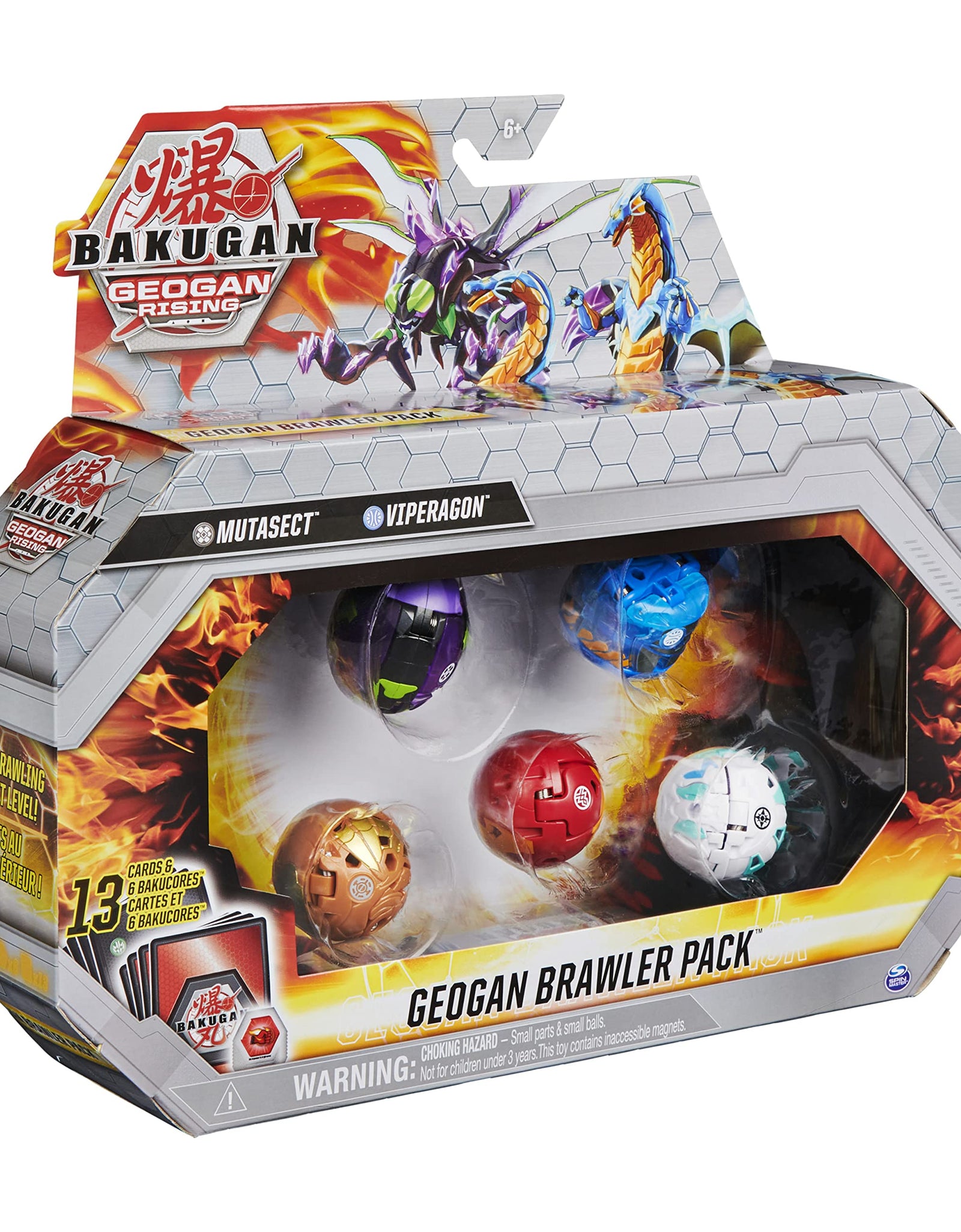 Bakugan Geogan Brawler 5-Pack, Exclusive Mutasect and Viperagon Geogan and 3 Collectible Action Figures, Kids Toys for Boys