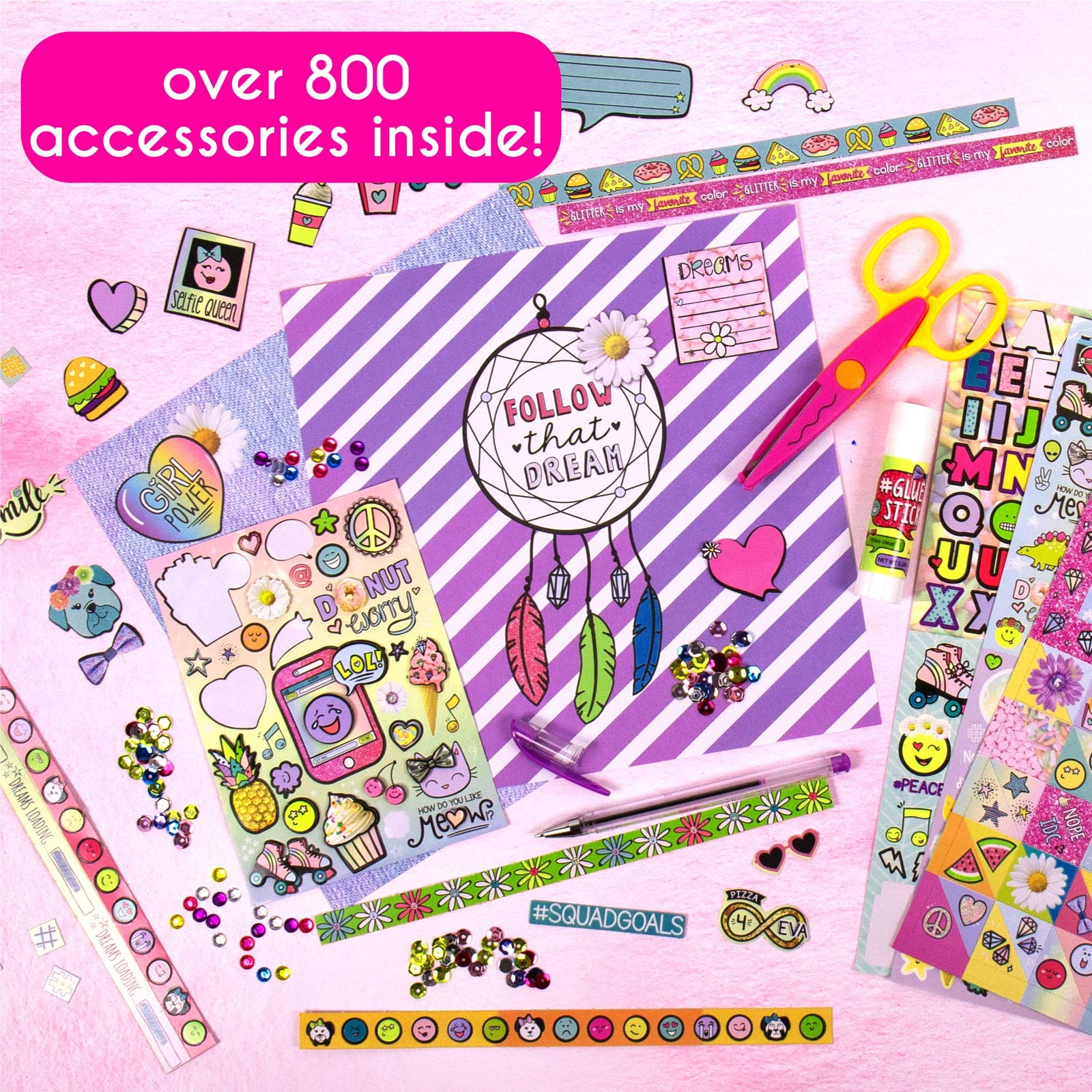 Just My Style Ultimate Scrapbook by Horizon Group USA,Personalize & Decorate Your DIY Scrapbook with Stickers,Sequins,Gemstones & More.40-Page Hardcover Scrapbook,Pen,Scissors & Glue Stick Included , Beige