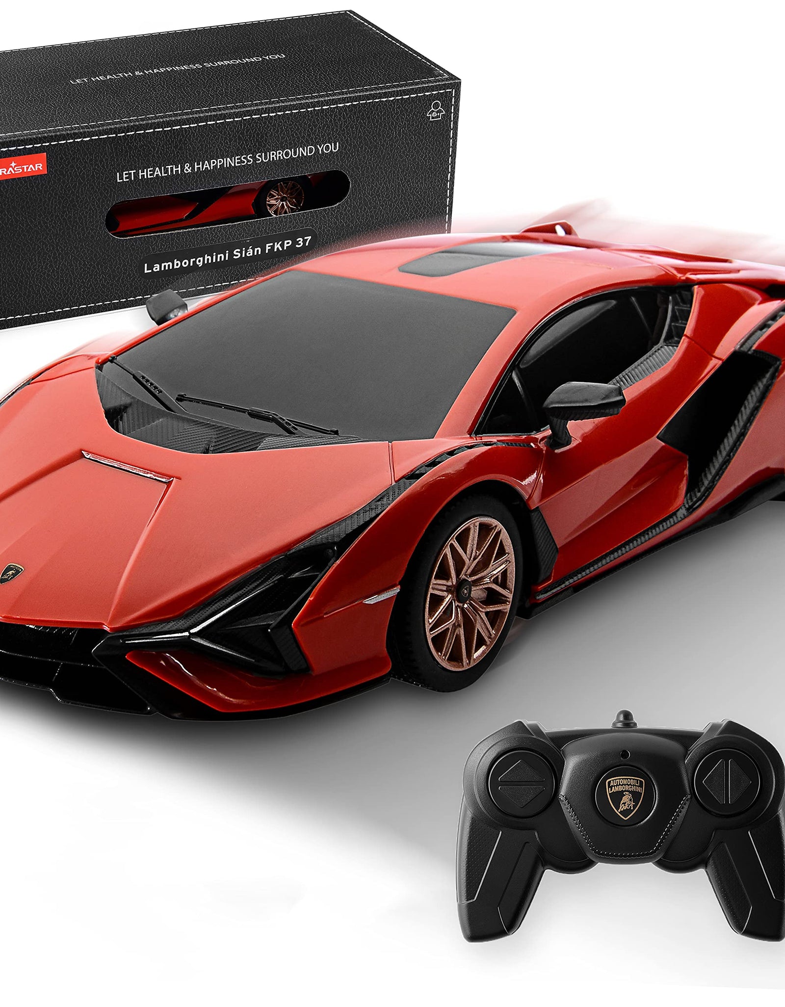 BEZGAR Licensed RC Series, 1:24 Scale Remote Control Car Lambor Sián FKP 37 Electric Sport Racing Hobby Toy Car Model Vehicle for Boys and Girls Teens and Adults Gift (Red)