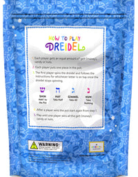 Hanukkah Dreidels 30 Bulk Pack Multi-Color Plastic Chanukah Draydels With English Transliteration In Reusable Ziplock Bag- Includes 3 Dreidel Game Instruction Cards (30-Pack)
