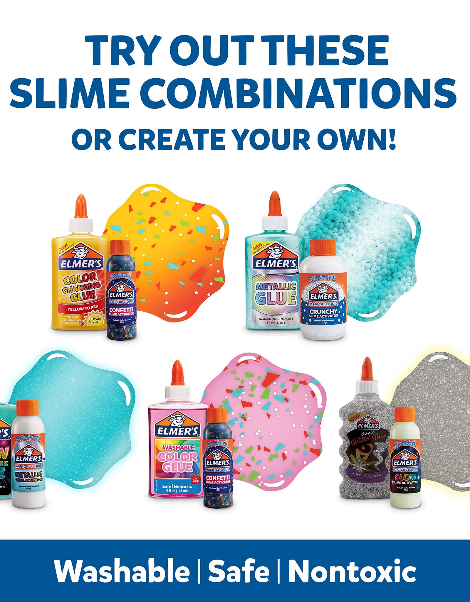 Elmer's Celebration Slime Kit | Slime Supplies Include Assorted Magical Liquid Slime Activators and Assorted Liquid Glues, 10 Count