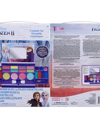 Disney Frozen 2 - Townley Girl Cosmetic Compact Set with Mirror 22 lip glosses, 4 Body Shines, 6 Brushes Colorful Portable Foldable Washable Make Up Beauty Kit Box Set for Girls Kids Toddler
