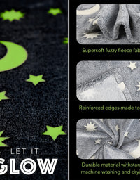 Glow in The Dark Throw Blanket Gift for Kids - Fun, Cozy Fleece Throw Blanket Made from Plush Polyester | Wrinkle-Resistant Soft Blanket Measures 50 x 60 Inches | Grey
