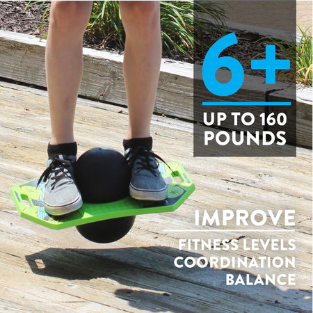 Flybar Pogo Ball for Kids, Jump Trick Bounce Board with Pump and Strong Grip Deck