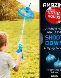 HIPHOPTOY Kids Laser Tag Gun Game with Flying Toy Drone Target, Infrared Lazer Shooting Game for Children with Fun LED Effects, Sounds, and 4 Gun Modes, Best Gift for Boys Ages 5 6 7 8 9 10 (Set of 1)
