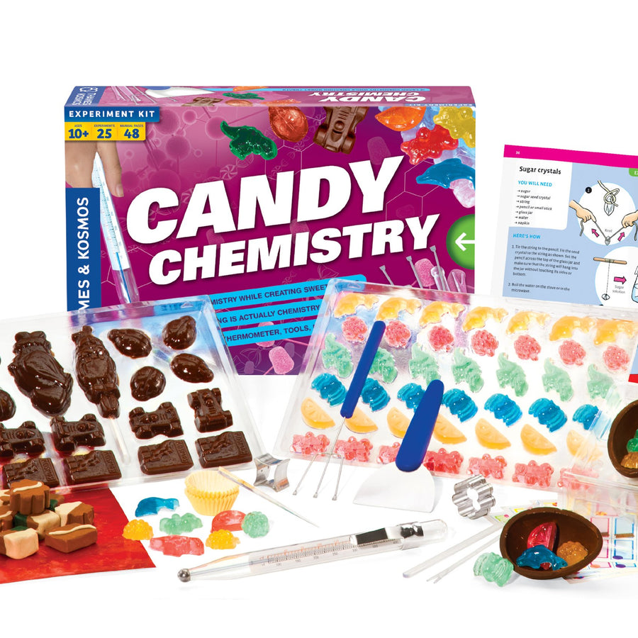 Thames & Kosmos Candy Chemistry | Science Kit | Rock Candy, Chocolates, Gummy Bears, Wintergreen Candies | 48 Page Full-Color Manual | Ages 10+ | Learn Chemistry, Have Fun | Cooking Science