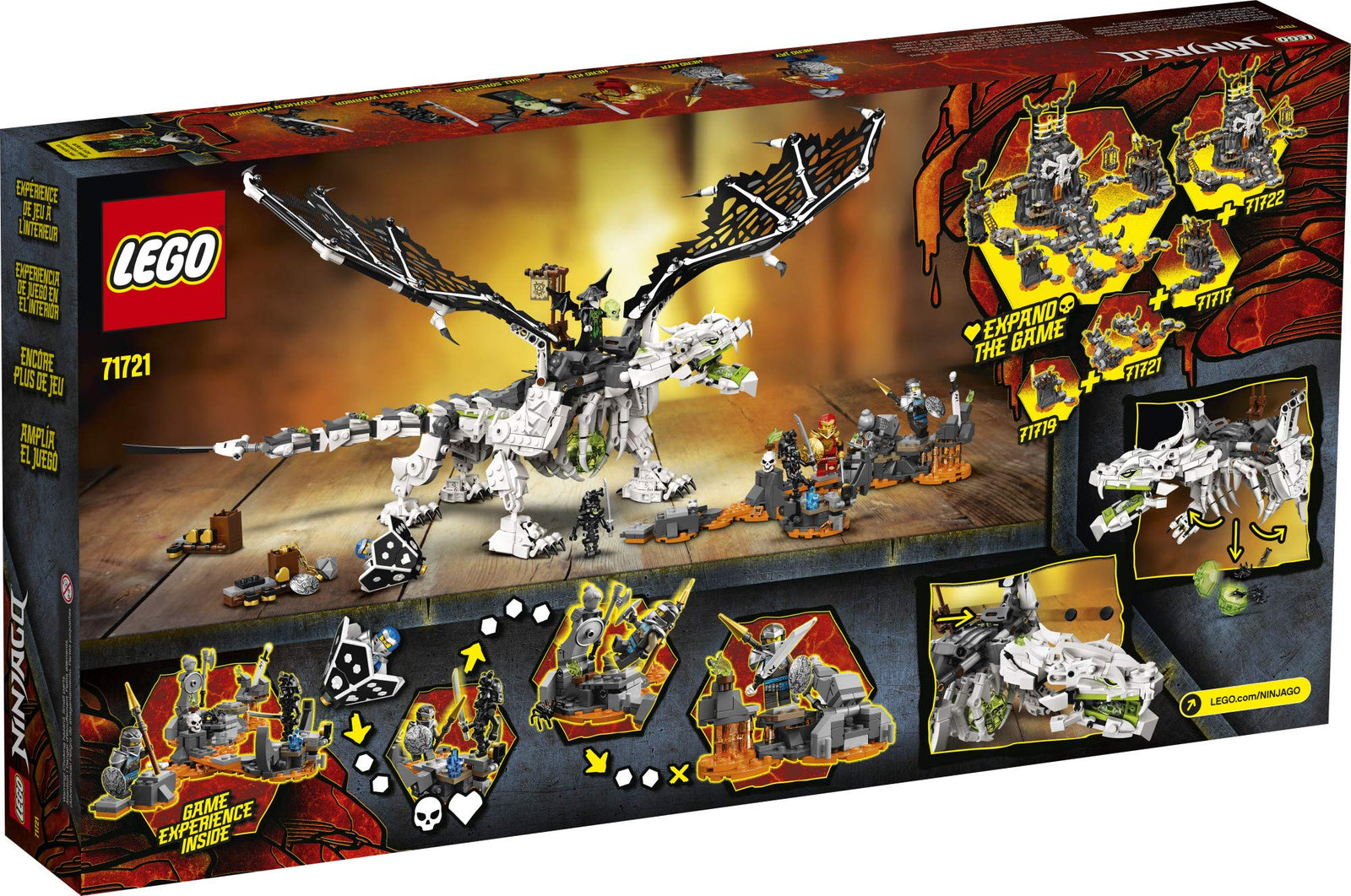 LEGO NINJAGO Skull Sorcerer’s Dragon 71721 NINJAGO Dragon Set Featuring Warrior Toy Figures (1,016 Pieces)