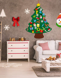jollylife 3ft DIY Felt Christmas Tree Set Plus Snowman Advent Calendar - Xmas Decorations Wall Hanging 33 Ornaments Kids Gifts Party Supplies
