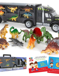 Dinosaur Truck Carrier – Dinosaur Toy for Boys, 12 Dinosaur Toys Playset – Toy Dinosaurs for Boys Age 3 & Up with More Dinosaur Figures, Dinosaur Trucks for Boys Toys Age 4-5, 6, 7 Years Old
