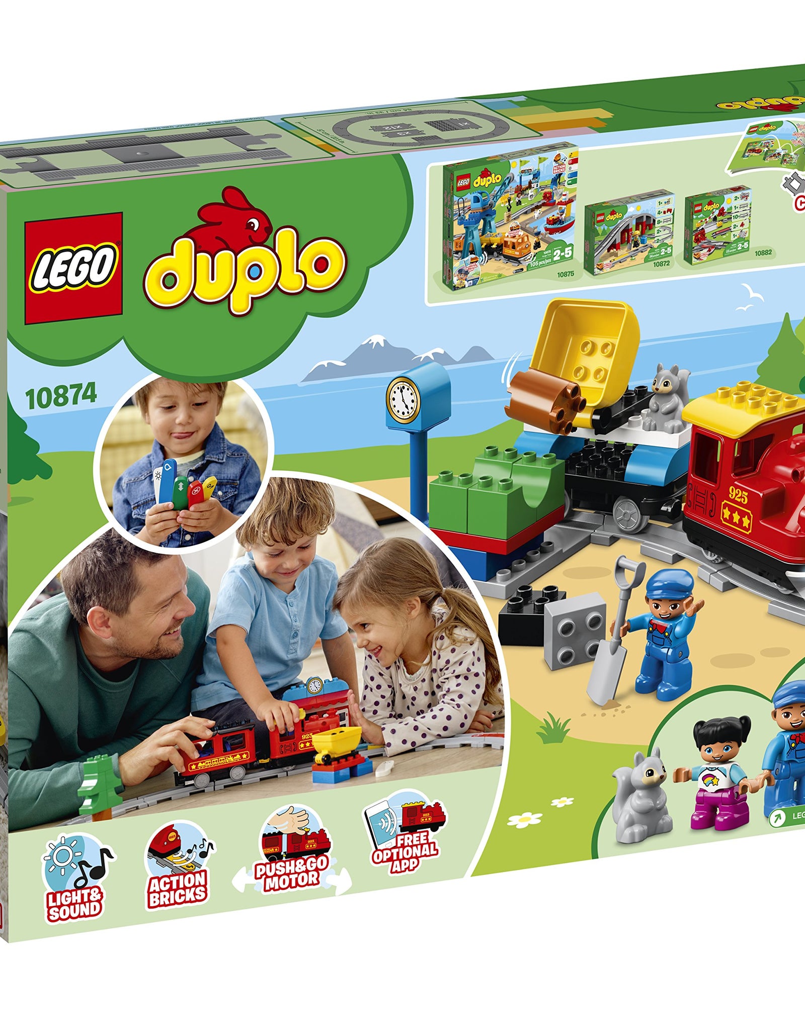 LEGO DUPLO Steam Train 10874 Remote-Control Building Blocks Set Helps Toddlers Learn, Great Educational Birthday Gift (59 Pieces)