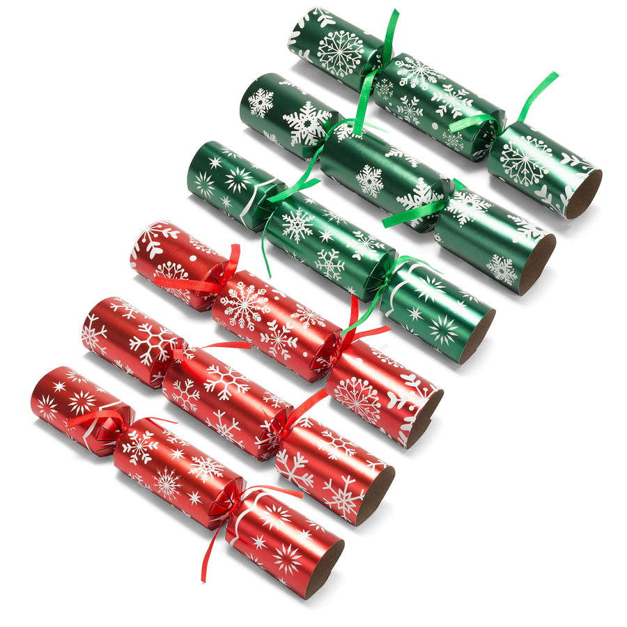 10” Christmas Party Table Favor(12 Pack) with Red & Green Snowflake Design, with Party Hat, Joke & Little Gift Inside, for Xmas Gift, Christmas Seasonal Holiday Dinner Traditions