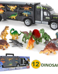 Dinosaur Truck Carrier – Dinosaur Toy for Boys, 12 Dinosaur Toys Playset – Toy Dinosaurs for Boys Age 3 & Up with More Dinosaur Figures, Dinosaur Trucks for Boys Toys Age 4-5, 6, 7 Years Old
