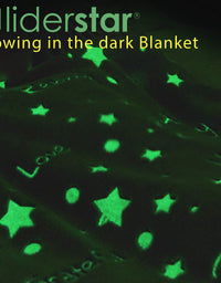 liderstar Glow in The Dark Throw Blanket,Super Soft Fuzzy Fluffy Plush Fleece,Decorated with Stars and Words of Healing, Christmas, Birthday Gift for Girls Boys Kids Teens Toddler, Gray,50"x 60"
