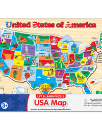 The Learning Journey Lift & Learn Puzzle - USA Map Puzzle for Kids - Preschool Toys & Gifts for Boys & Girls Ages 3 and Up - United States Puzzle for Kids - Award Winning Toys
